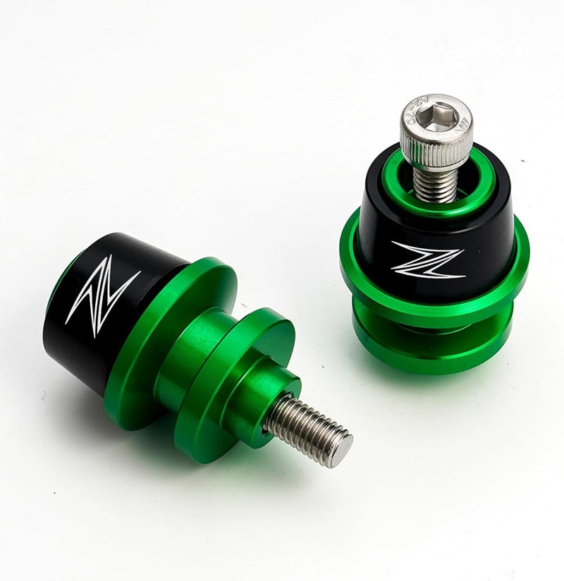MOWOK Motorcycle M8 Swing Arm Spools Sliders CNC Swing Arm Stand Screw Swingarm Stand Paddock Compatible for Kawasaki Z900 Z650 Z400 Z500 Z800 Z1000 Z1000SX Z1000R ZX-6R ZX-10R Z 500 900 (Green) - Image 5